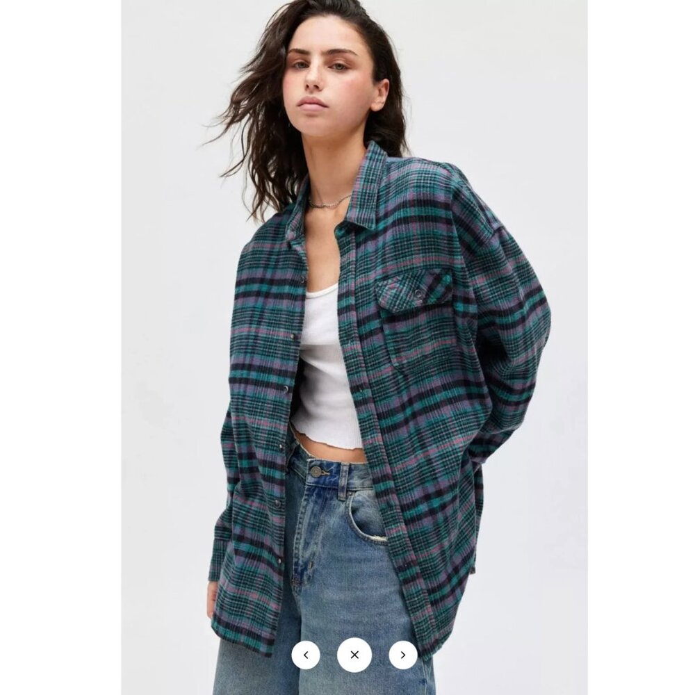 Urban Outfitters BDG Dani Oversized Flannel Shirt Tunic Top Cotton S NEW 275689